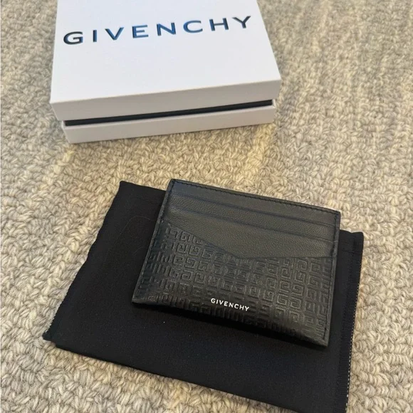 Givenchy Black 4G Embossed Leather Card Holder
